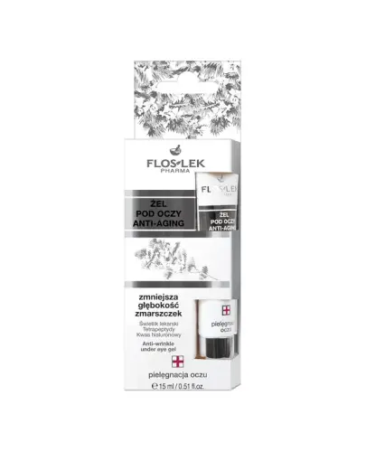 Floslek żel pod oczy anti-aging ze świetlikiem i peptydami, 15 ml - Do skóry wokół oczu z widocznymi cieniami i zmarszczkami