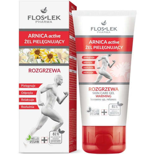 Floslek Pharma Arnica Active Żel pielęgnujący rozgrzewa, 100 ml - Rozgrzewający żel z arniką na mięśnie i stawy