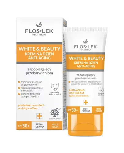 Floslek White & Beauty krem na dzień anti-aging SPF 50+, 30 ml - Redukuje widoczność zmarszczek
