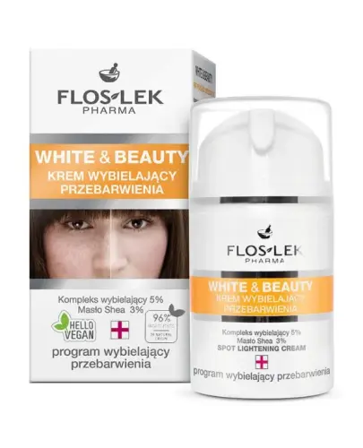 Floslek White & Beauty krem wybielający przebarwienia, 50 ml - Pomaga zredukować ilość oraz intensywność plam i przebarwień