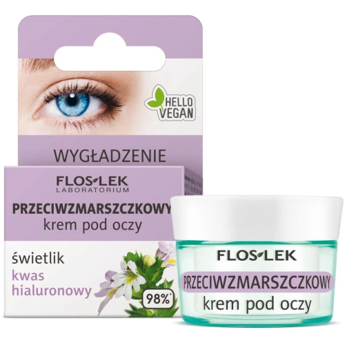 Floslek Przeciwzmarszczkowy krem pod oczy świetlik kwas hialuronowy, 15 ml - Na zmarszczki i cienie pod oczami