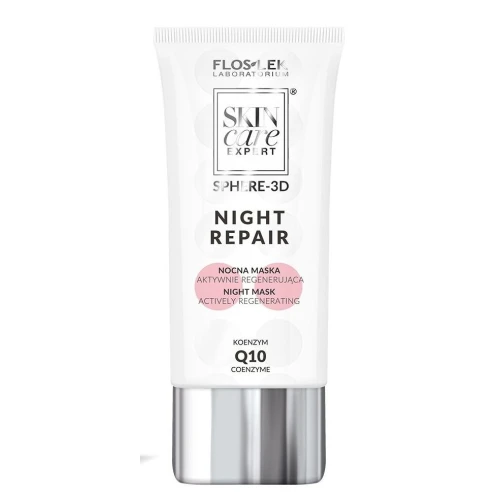 Floslek Skin Care Expert® Sphere-3d Night Repair Nocna maska aktywnie regenerująca z Koenzym Q10, 50 ml - Spowalnia starzenie i usuwa objawy fotostarzenia skóry