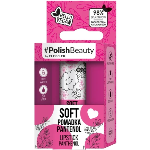 Floslek Vege Lip Care Soft Pomadka Pantenol, 4,1 g - Regenerująca pomadka ochronna do ust z pantenolem