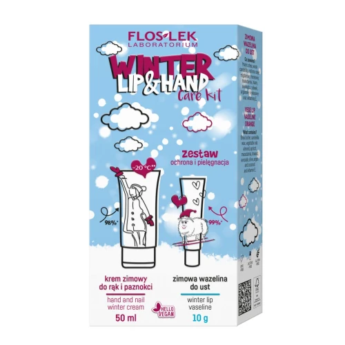 Floslek Lip & Hand Care Kit - Krem do rąk, 50 ml + wazelina, 10 g - Zimowy zestaw ochronny do rąk i ust