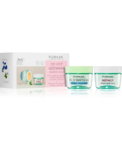 Floslek Eye Zone Odżywienie okolic oczu, 10 g + 15 ml - Zestaw składając się z żelu do powiek i odżywczego kremu pod oczy