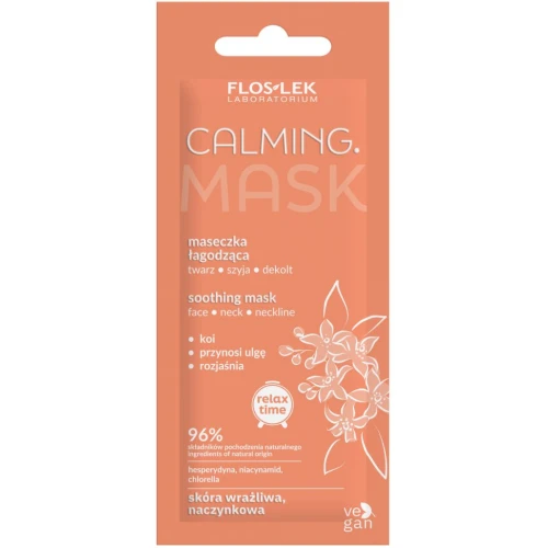 Floslek Calming maseczka łagodząca, twarz, szyja, dekolt, 6 ml - Do pielęgnacji skóry wrażliwej i naczynkowej