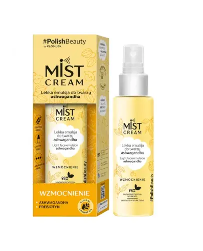 Floslek Mist Cream lekka emulsja do twarzy ashwagandha, 110 ml - Zawiera ashwagandhę oraz prebiotyki, które poprawiają kondycję skóry