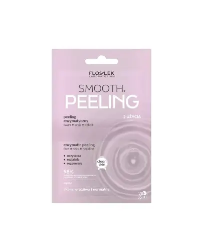 Floslek Smooth peeling enzymatyczny twarz, szyja, dekolt, 2 sztuki - Oczyszcza, rozjaśnia i regeneruje skórę