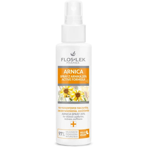 Floslek Pharma Arnica Spray z Arniką 20% Active Formula, 100 ml - Na naczynka, zaczerwienienia i zasinienia
