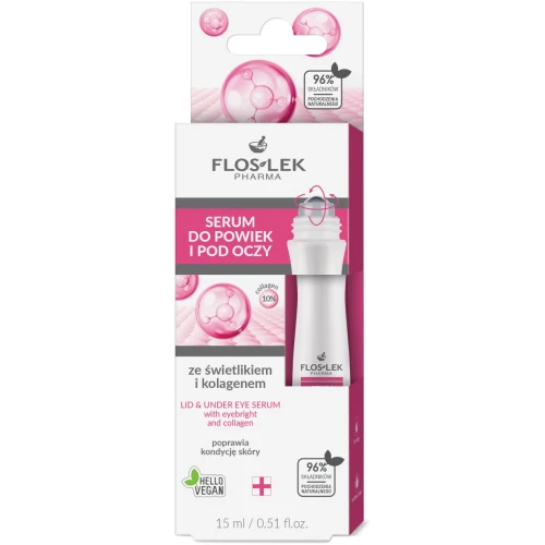 Floslek Serum do powiek i pod oczy ze świetlikiem i kolagenem, 15 ml - Lifting, nawilżenie i redukcja cieni pod oczami