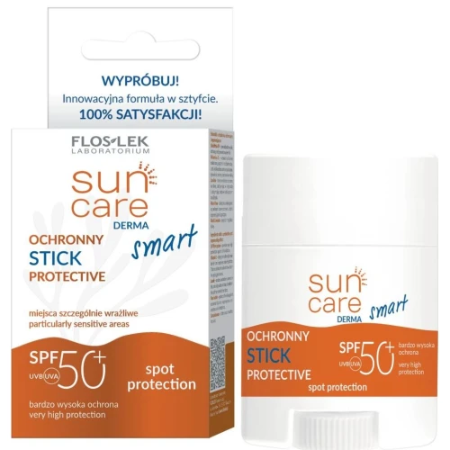 Floslek Sun Care Derma Smart ochronny stick SPF 50+, 20 g - Chroni skórę przed poparzeniami słonecznymi, działa kojąco, odżywia i regeneruje skórę
