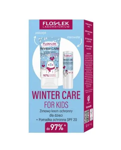 Floslek Winter Care For Kids krem 40 ml + pomadka SPF 20, 10 g - Zestaw Zimowy ochronny dla dzieci