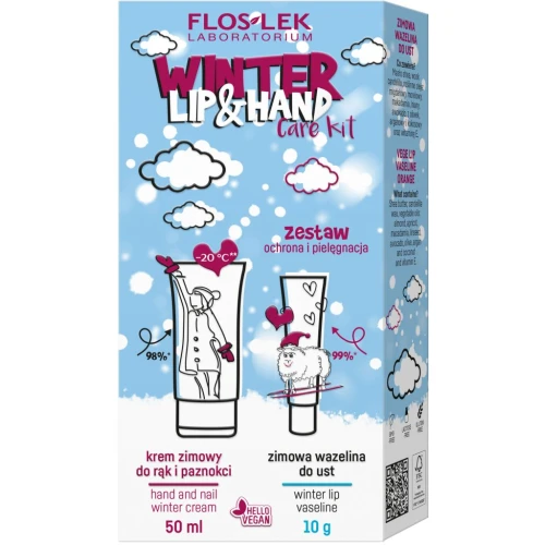 Floslek Lip & Hand Care Kit - Krem do rąk, 50 ml + wazelina, 10 g - Zimowy zestaw ochronny do rąk i ust