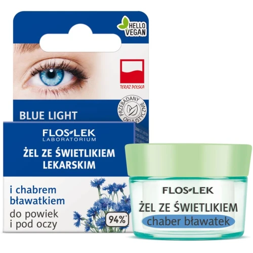 Floslek Żel ze świetlikiem lekarskim i chabrem bławatkiem do powiek i pod oczy, 10 g - Na opuchnięcia i zmęczone oczy