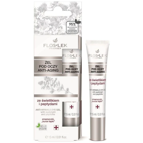 Floslek żel pod oczy anti-aging ze świetlikiem i peptydami, 15 ml - Do skóry wokół oczu z widocznymi cieniami i zmarszczkami
