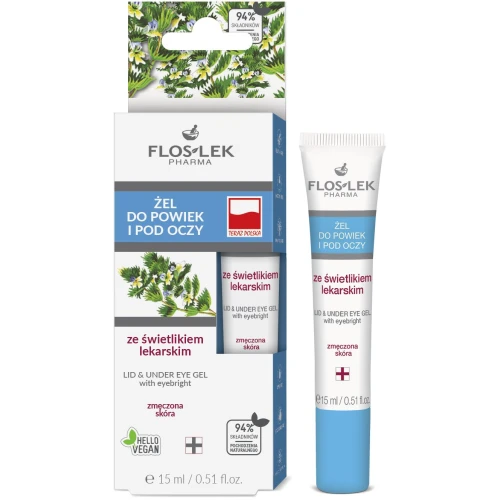 Floslek żel pod oczy, ze świetlikiem lekarskim, 15 ml - Do pielęgnacji podrażnionej i podpuchniętej skóry okolic oczu