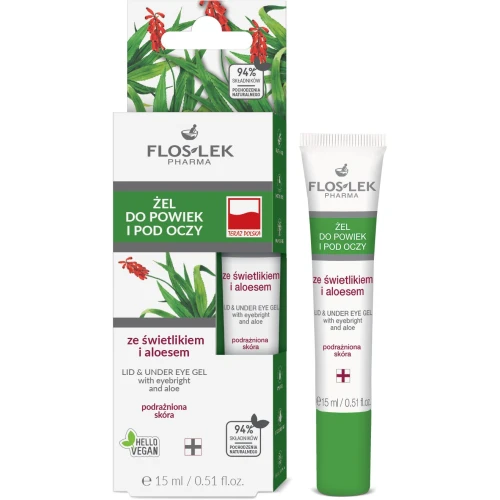 Floslek żel  pod oczy, ze świetlikiem i aloesem, 15 ml - Nawilża, niweluje łuszczenie się naskórka wokół rzęs