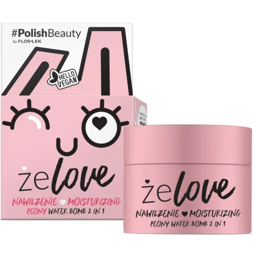 Floslek Nawilżenie Peony Water Bomb, żel  2 in 1 do twarzy 50 ml - Zapewnia uczucie rozświetlenia skóry