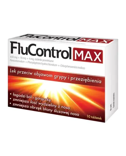 FluControl Max tabletki, 10 sztuk - Przeciw przeziębieniu i grypie, preparat w tabletkach o działaniu kompleksowym