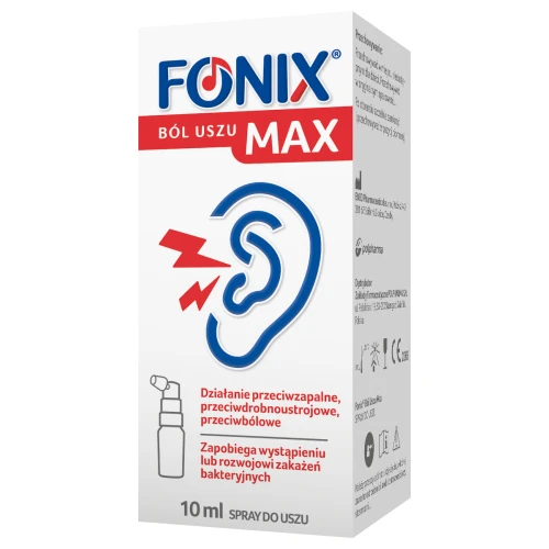 Fonix Ból Uszu Max Spray do uszu, 10 ml - Łagodzi ból i oczyszcza przewód słuchowy