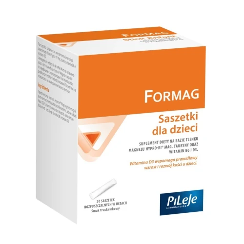 Formag saszetki dla dzieci, 20 saszetek rozpuszczalnych w ustach - Magnez dla dzieci
