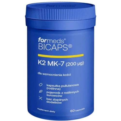 Formeds Bicaps  K2 MK-7 200 µg, 60 kapsułek - Mikrokapsułkowana witamina K2  w wysoko przyswajalnej formie