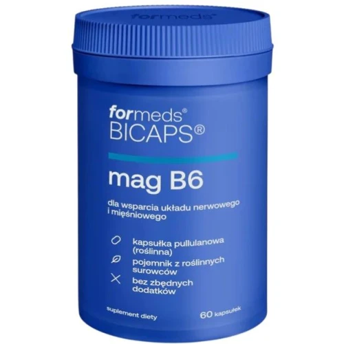 Formeds Bicaps Mag B6, 60 kapsułek - Cytrynianem magnezu i aktywna witamina B – wsparcie układu nerwowego i mięśni