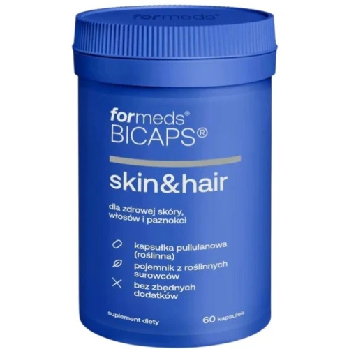 Formeds Bicaps Skin & Hair, 60 kapsułek - Witaminy i minerały z MSM, krzemem z bambusa – wsparcie kondycji skóry, włosów i paznokci