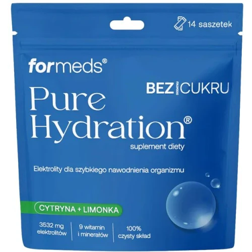 Formeds Pure Hydration Bez cukru Cytryna + Limonka, 14 saszetek - Napój nawadniający słodzony stewią