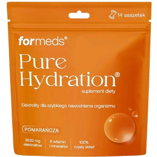 Formeds Pure Hydration Pomarańcza, 14 saszetek - Elektrolity do szybkiego nawodnienia organizmu