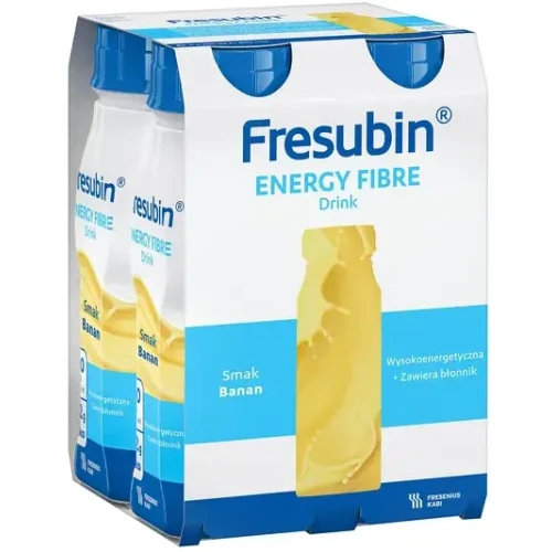 Fresubin Energy Fibre Drink o smaku bananowym, 4 x 200 ml - Dieta wysokoenergetyczna z błonnikiem