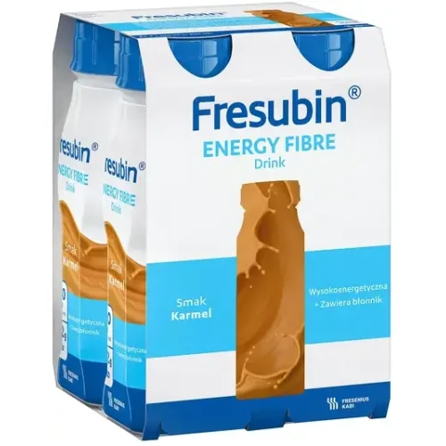 Fresubin Energy Fibre Drink o smaku karmelowym, 4 x 200 ml - Do postępowania dietetycznego w stanie niedożywienia lub zagrożenia niedożywieniem