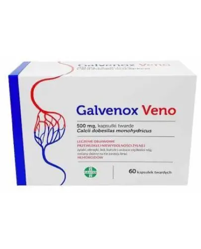 Galvenox Veno 500 mg, 60 kapsułek twardych - Wspiera objawowe leczenie przewlekłej niewydolności żylnej