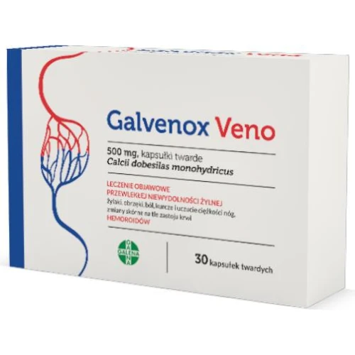 Galvenox Veno 500 mg, 30 kapsułek twardych - Usprawnia krążenie, preparat na żylaki i obrzęki nóg