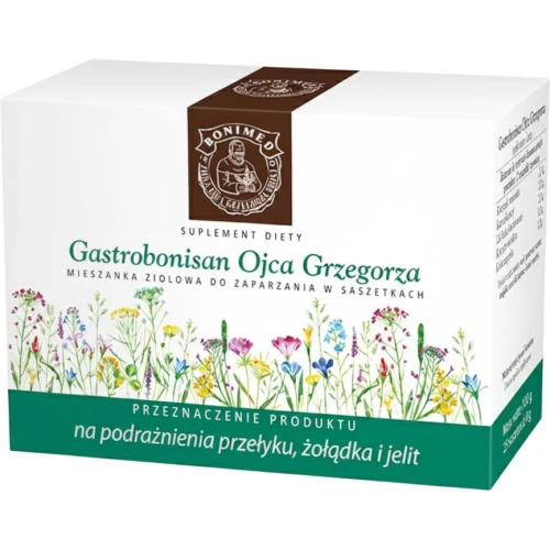Gastrobonisan, 25 saszetek - Z kwiatem rumianku i korzeniem prawoślazu, które  łagodzą podrażnienia przełyku, żołądka i jelit