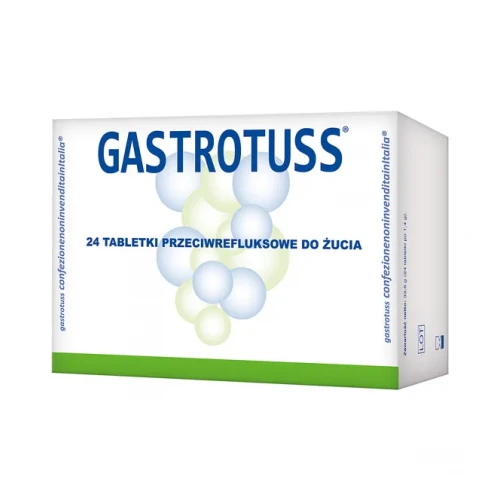 Gastrotuss, 24 tabletki do żucia - Wspomaga leczenie refluksu żołądkoweo-przełykowego