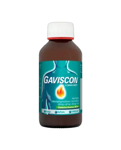 Gaviscon o smaku mięty zawiesina doustna, 300 ml - Środek hamujący refluks żołądkowo-przełykowy