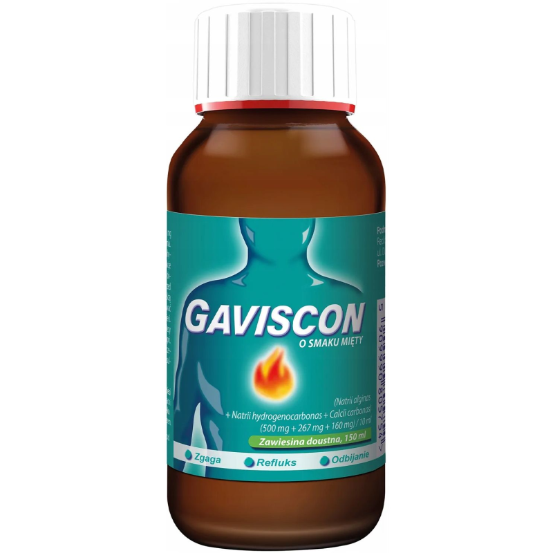 Gaviscon o smaku mięty zawiesina doustna, 300 ml - Środek hamujący refluks żołądkowo-przełykowy