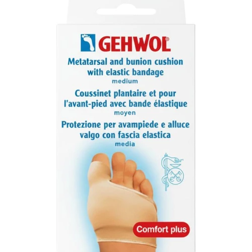 Gehwol Poduszka przeciwuciskowa na halluksy z opaską, średnia, 1 sztuka - Elastyczna, dopasowuje się do każdego obuwia