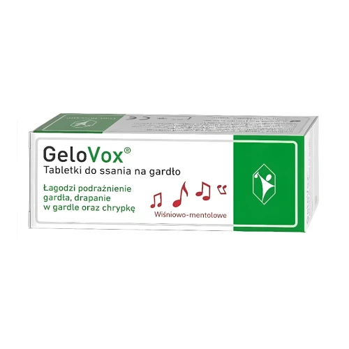 GeloVox wiśniowo-mentolowy, 10 tabletek do ssania - Nawilżają gardło i struny głosowe