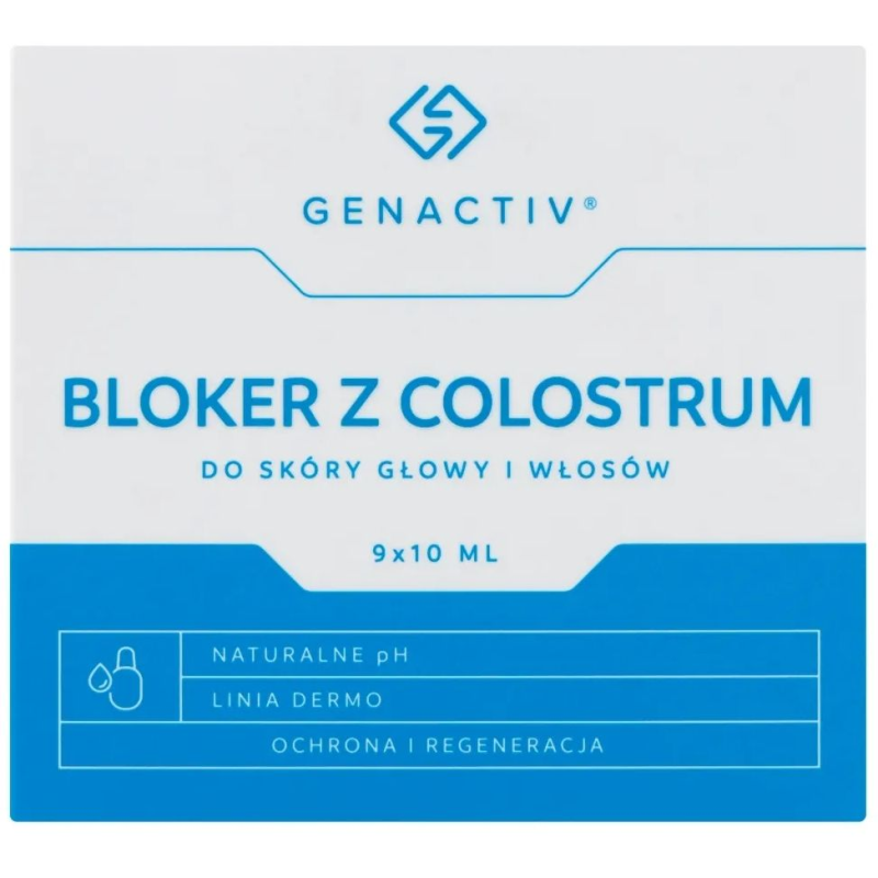 Genactiv Bloker z Colostrum do skóry głowy i włosów, 9 x 10 ml - Ochrona, regeneracja i zdrowa skóra głowy w jednym produkcie
