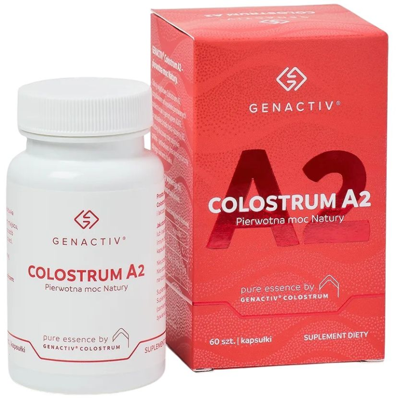 Genactiv Colostrum A2, 60 kapsułek - Czyste colostrum bovinum z beta-kazeiną A2