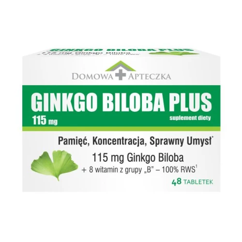 Domowa Apteczka Ginkgo Biloba Plus, 48 tabletek - Z ekstraktem z miłorzębu i witaminami z grupy B