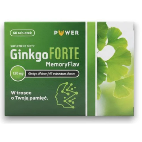Ginkgo Forte MemoryFlav, 60 tabletek - Suplement diety z miłorzębem japońskim