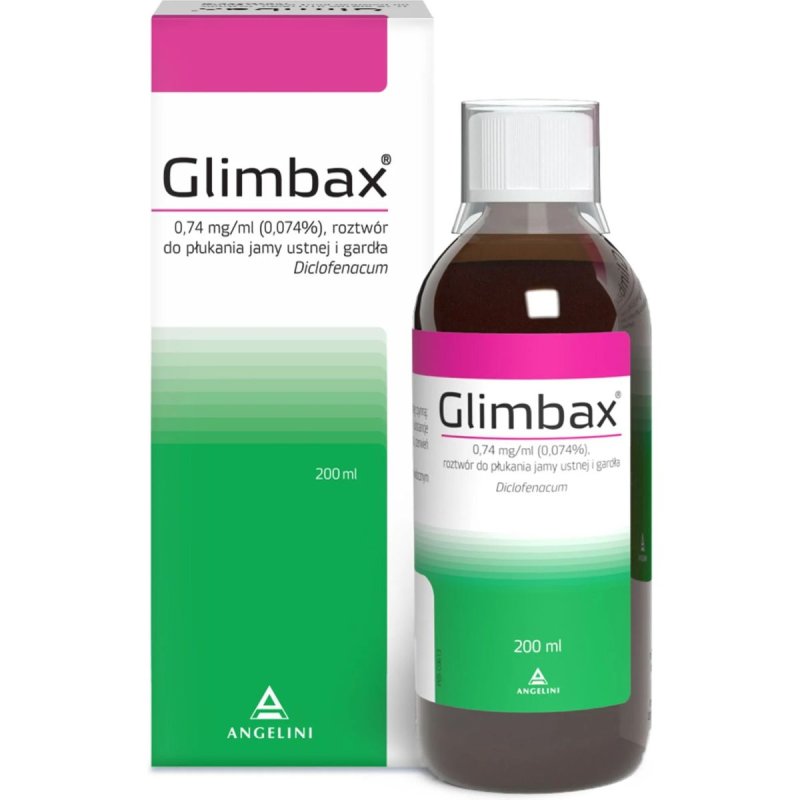 Glimbax, roztwór do płukania jamy ustnej i gardła, 200 ml - Lek na stany zapalne jamy ustnej i gardła
