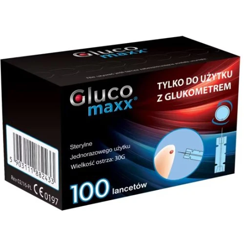 Glucomaxx Lancety, 100 sztuk - Do nakłuwacza Glucomaxx/iXell/Glucosense
