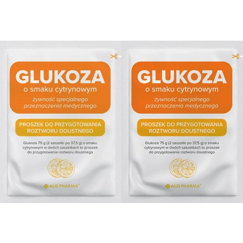 Glukoza o smaku cytrynowym, 2 saszetki x 37,5 g - Proszek do przygotowania roztworu doustnego