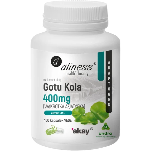 Aliness Gotu Kola 400 mg, 100 kapsułek - Ekstrakt z liści wąkrotki azjatyckiej wspomaga pamięć i koncentrację