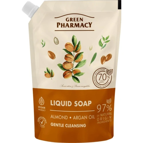 Green Pharmacy Migdały i Olej Arganowy Mydło w płynie - Refill, 460 ml - Do codziennego oczyszczania skóry