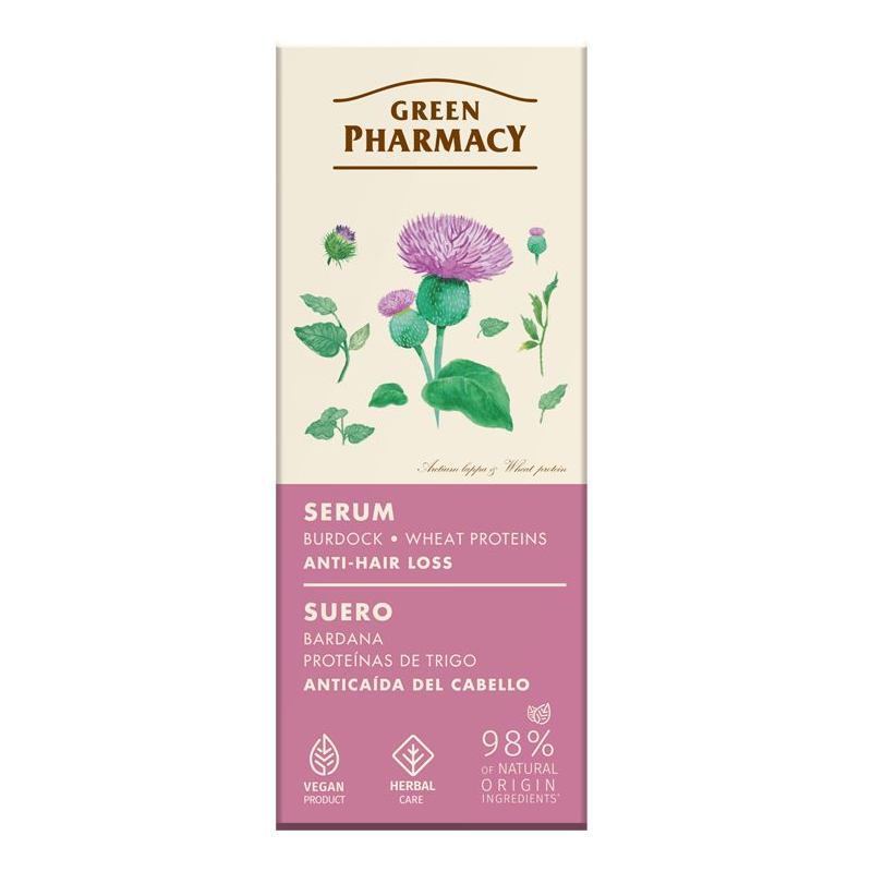 Green Pharmacy Łopian i Białka Pszenicy Serum przeciw wypadaniu włosów, 100 ml - Do włosów osłabionych